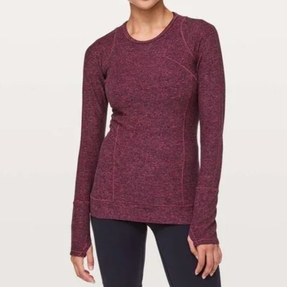 lululemon athletica Tops - Lululemon Cypress Kiss Long Sleeve Top in Heathered Star Ruby/Black, Size 10